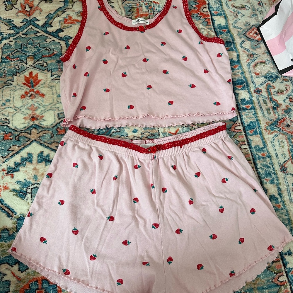 Strawberry Print Pink Sleepwear Set